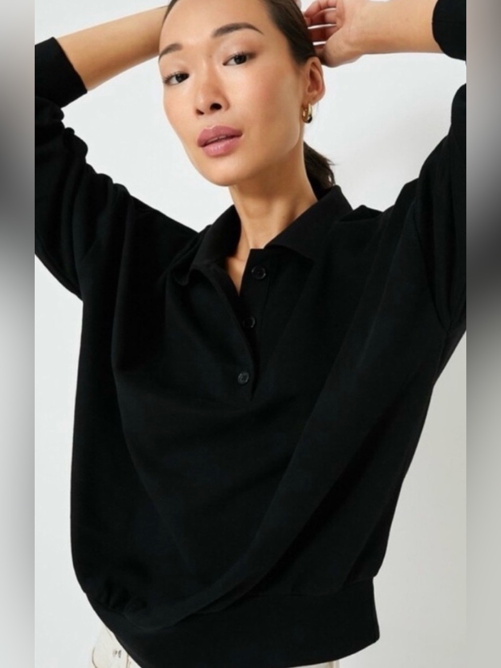 Pomander Place Black Long Sleeve Collared Bode Polo Shirt